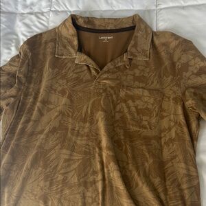 Lands' End Men's Floral Jacquard Polo in Brown